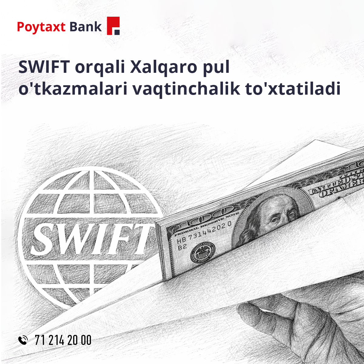 SWIFT orqali Xalqaro pul o'tkazmalari vaqtinchalik to'xtatiladi