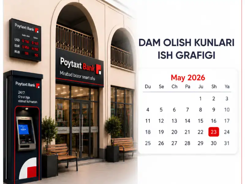 Dam olish kunlari bankning ish jadvali